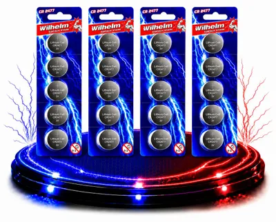 Produktbild von Lithium Knopfzelle CR2477, 3V, 1070 mAh, ø24x7,7mm, 20 Stück im Blisterpack, KI-generiertes Bild