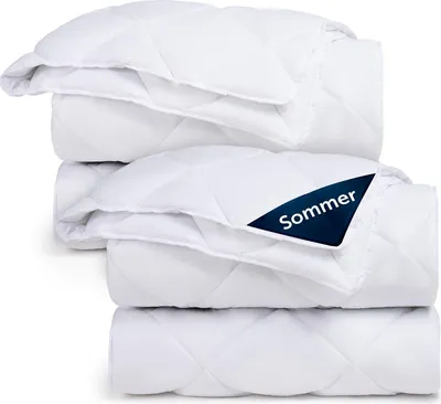 Produktbild von Blumtal Sommerdecke 155x220 cm im 2er Set - leichte Decke Sommer 155x220 cm weich - leichte Sommerdecke Füllmenge 150gsm - Steppbettdecke leicht