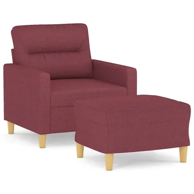 Obrázok produktu pre vidaXL Kreslo s taburetom Vínovočervené 60 cm Látka