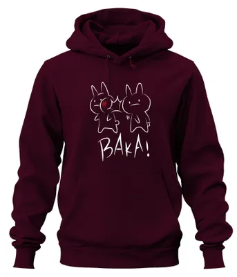 Productafbeelding van BAKA! Anime, klap in het gezicht, schattig, otaku, manga, cadeau, schattig, uni, hoodie, sweater, bordeauxrood, maat M