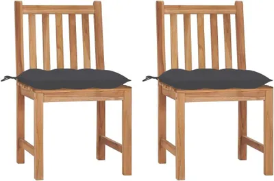 Produktbild von 2 Gartenstühle aus massivem Teakholz mit Kissen