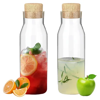 Produktbild von Set aus 2 Glas-Karaffen mit Korkverschluss, 1,2 Liter
