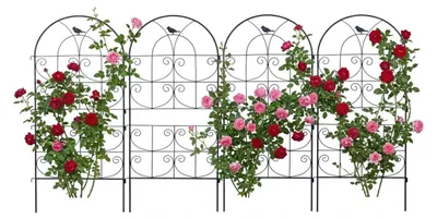 Produktbild von Relaxdays Rankgitter, 4er Set, HxB: 116 x 50 cm, Metall, Rankhilfe für Kletterpflanzen, Garten, Rosenrankhilfe, schwarz