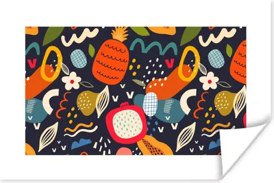 Produktbild von MuchoWow® Poster Ananas - Obst - Drachenfrucht - Tropisch - Lebensmittel 90x60 cm - Schlafzimmer