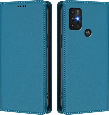 Produktbild von Handyhülle für Motorola Moto G30 / G20 / G10, Kunstleder Klapphülle Stoßfeste Magnetische Hülle mit Ständer Blau