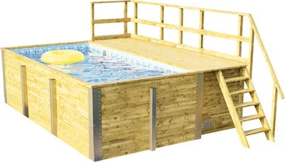 Produktbild von Aufstellpool Holzpool-Set Weka 595 rechteckig 490x315x201 cm inkl. Bodenschutzvlies, Filteranlage, Filtersand, Innenausk