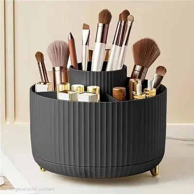 Produktbild von 360° drehbarer Make-up-Organizer – Make-up-Pinselhalter mit 5 Fächern – Schreibtisch-Organizer für Schlafzimmer, Schminktisch, Kosmetik