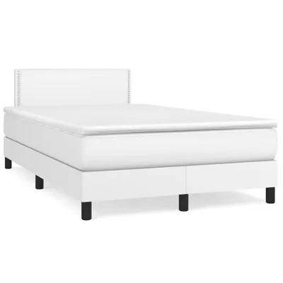 Obrázok produktu pre vidaXL Boxspring posteľ s matracom biela 120x200 cm Imitácia kože