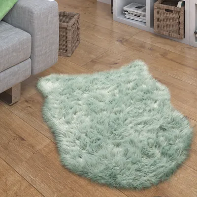 Produktbild von Kunstfell Fellteppich Imitat Sitzkissen Herzform Rund Verschiedene Formen, Grün Grösse 80x120 cm Fell-Form