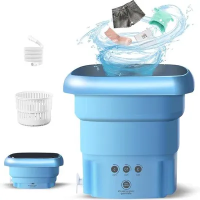 Immagine prodotto di Mini lavatrice da 45 litri - Antibatterica con luce blu - Lavatrice da viaggio per biancheria intima, calzini e vestiti per neonati