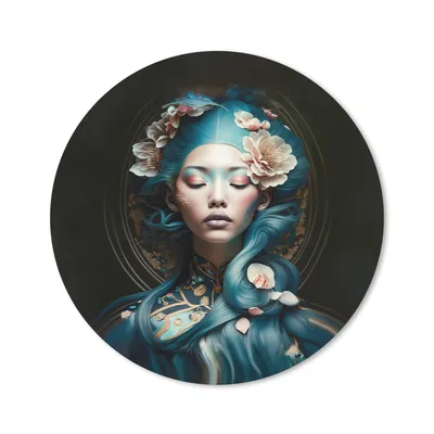 Produktbild von MuchoWow® Mauspad Mousepad Frauen - Blumen - Porträt - Asiatisch 20x20 cm - Mousepads - Maus Mat - Pad - Mausunterlage - Schreibtischmatte