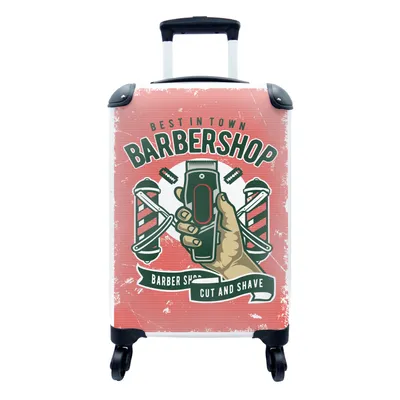 Produktbild von MuchoWow® Koffer Handgepäck Trolley Rollkoffer Kleine Reisekoffer mit 4 Rollen - Mancave - Rasierer - Retro - Hand - Cabin Size < 55x40x23 cm & 55x40x20 cm - Fotokoffer - Kabinenkoffer - Boardgepäck - Reise-Box - Reisekoffer - Reisegepäck - Koffer mit Bild - Trolley für Kinder