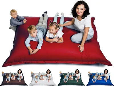 Produktbild von sunnypillow XL Sitzsack Sitzkissen aus Kunstleder Outdoor & Indoor 100 x 150 cm mit 140L Styropor Füllung Sessel für Kinder & Erwachsene Sofa Beanbag viele Farben und Größen zur Auswahl Rot