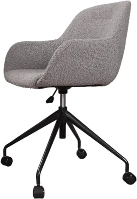 Imagen del producto de Silla de oficina de tejido bouclé, ergonómica, de color gris, para un trabajo cómodo
