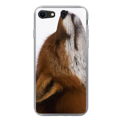 Produktbild von MuchoWow® Handyhülle Schutzhülle Hülle für iPhone 7 Fuchs - Nase - Weiß Silikon Softcase Handy Hülle - Kartenhalter