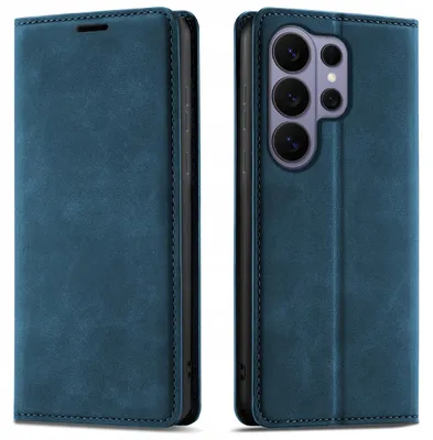 Zdjęcie produktu dla ETUI Z KLAPKĄ do Samsung S26 Ultra Zamykane Magnetyczne Skórzane + Szkło 9H