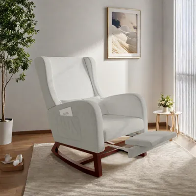 Immagine prodotto di Sedia a dondolo Poltrona Swing Poltrona da salotto Poltrona per camera da letto, portata fino a 120 kg, poliestere, grigio