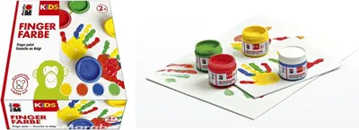 Produktbild von Fingerfarbe Kids - 4x 100 ml sortiert. Packung mit 3 Stück