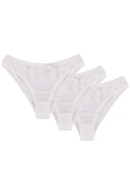 Produktbild von Wolbar dame slip 3er pack spitze schleife bund unterhose komfortabel unterwäsche wb166, weiß, s