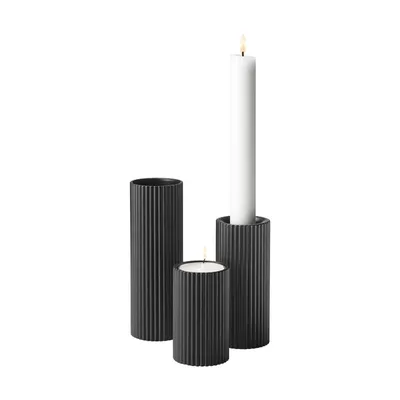 Produktbild von Georg Jensen BERNADOTTE TEALIGHT/TAPER CANDLEHOL SET S,M,L BLACK SS, 3 PC 10019788