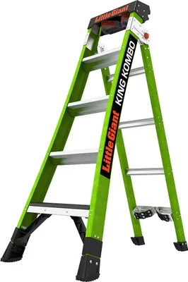 A green Little Giant King Kombo 5-step ladder against a white background.