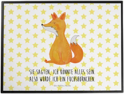 Produktbild von Mr. & Mrs. Panda Schreibtischauflage Einhorn Fuchs - Weiß - Geschenk, Schreibunterlage, tischpad, tischschutzmatte, schreibauflage, Fuchshörnchen, Füchse, Unicorns