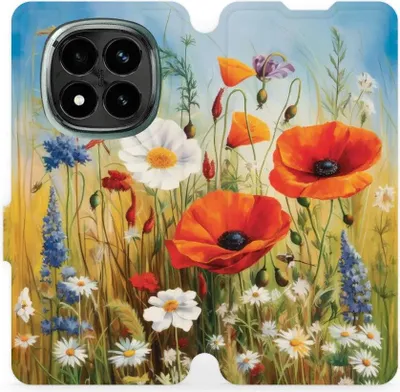 Produktbild von Handyhülle mit klappe für Xiaomi Redmi Note 14 Pro Plus 5G, Mobiwear Book, Wiesenblumen