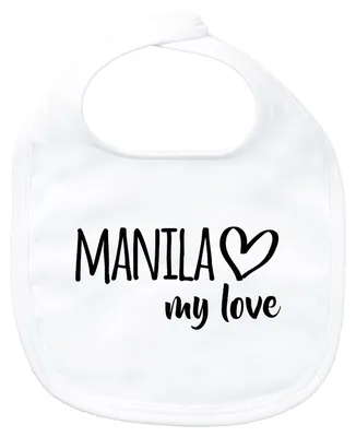 Produktbild von Huuraa Baby Lätzchen Manila my love White Klettverschluss Baumwolle Latz Geschenkidee