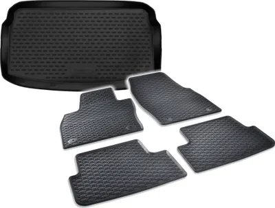 Produktbild von Gummi Kofferraumwanne + Fußmatten Set für VW Polo 6 2G / AW, Bj. 9/2017-