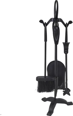 Produktbild von Schwarzes Eisen Feuerwerkzeug Set - 5-teiliges Kaminzubehör
