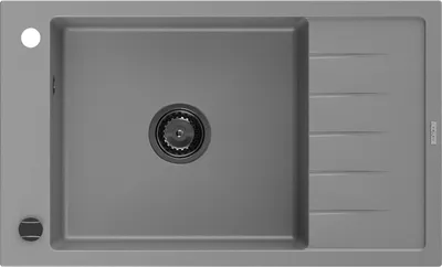 Produktbild von Mexen Elias Granitspüle mit einem Becken und einer Abtropffläche 795 x 480 mm, Grau, Siphon Schwarz - 6511791005-71-B