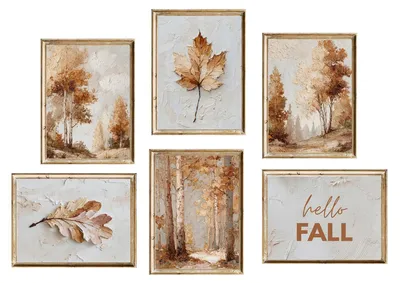 6er-Set Herbst-Wandkunst-Poster, 20,3 x 25,4 cm, Vintage-Stil