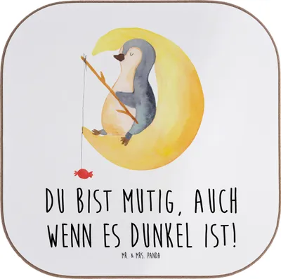 Produktbild von Mr. & Mrs. Panda Untersetzer für Gläser Angst vor Dunkelheit überwinden - Weiß - Geschenk, Tischuntersetzer, Unterstützung bei Ängsten, Getränkeuntersetzer, Coaster