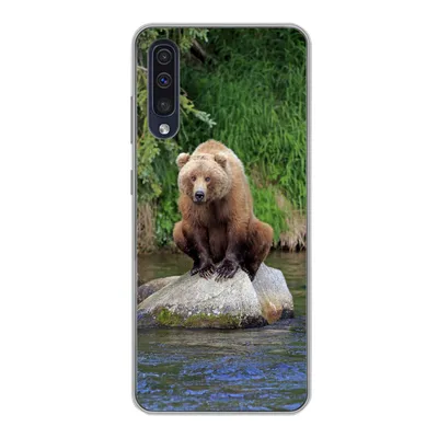 Produktbild von MuchoWow® Handyhülle Schutzhülle Hülle für Samsung Galaxy A30s Bär - Stein - Tier Silikon Softcase Handy Hülle - Karteninhaber