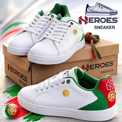 Produktbild von Weiße Sneakers Damen Herren Turnschuhe Sportschuhe bequem leicht Portugal Tennis Freizeit Sport Gr. 37