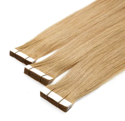 Produktbild von hair2heart Premium Tape Extensions Echthaar glatt - 10 Tapes 2.5g 60cm 9/31 lichtblond Gold Asch