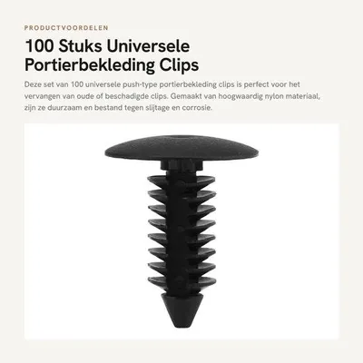 Productafbeelding van Universele autoklemmen van nylon, 100 stuks, antislip, clip van het duwtype, bumperclip, vervanging voor deurpaneelclips