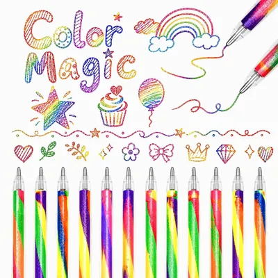 Productafbeelding van Cadeaucadeautjes voor kinderverjaardag, 12 stuks regenboogglitterstiften