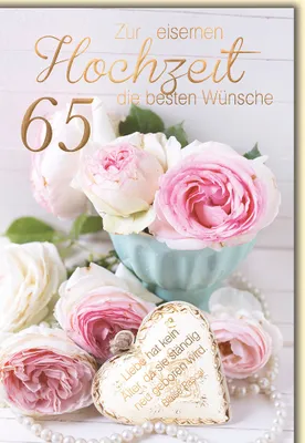 Produktbild von 65. Hochzeitstag - Glückwunschkarte im Format 11,5 x 17 cm - Rosafarbe