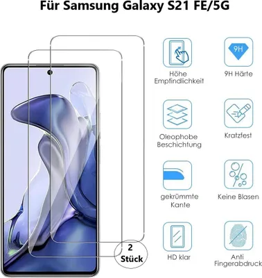 Produktbild von 2 Stück Panzerglas für Samsung Galaxy S21 FE/5G Display Schutzglas HD Folie Bildschirm Schutzfolie
