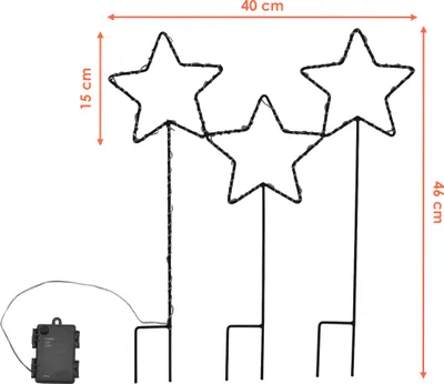 Immagine prodotto di 3.00 Stelle da giardino illuminate 3 - circa 46 x 40 cm - per interni ed esterni con timer e batteria