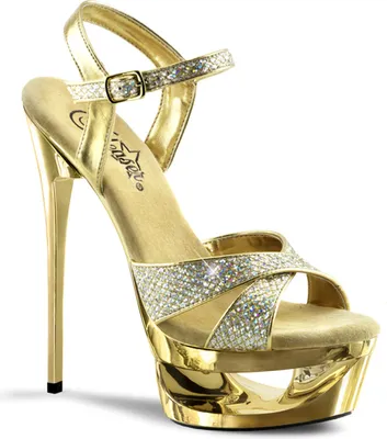 Produktbild von ECLIPSE-619G Pleaser Damen Cut-Out Plateausandaletten gold Multi Glitter Chrom