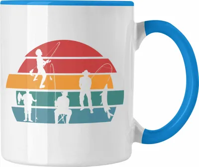 Produktbild von Trendation - Vintage Angler Tasse Geschenk Fischer zum Angeln als Geschenkidee für Angler (Blau)