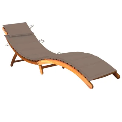 Image de Chaise longue de jardin avec coussin Bois d'acacia solide