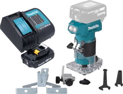 Produktbild von Makita DRT 52 SA1 Akku Kantenfräse 18 V 6 mm Brushless + 1x Akku 2,0 Ah + Ladegerät