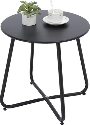 Productafbeelding van Famanu bijzettafel, metalen, rond - zwart, Ø 45 x 45 cm met verstelbare poten