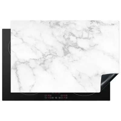 Obrázek produktu pro KitchenYeah® Kryt varné desky mramor - šedý - bílý - strukturovaný mramor, 78x52cm, dekorace do kuchyně, keramický kryt varné desky, kryt varné desky