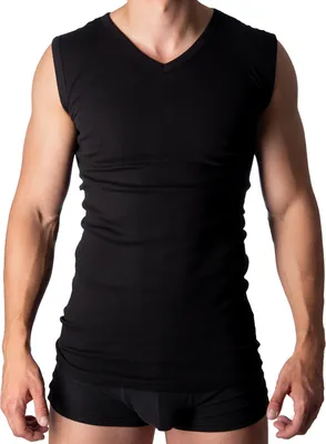 Produktbild von Black Snake® Herren 2er Set Business V-Neck Muskelshirt 'classic' Feinripp Unterhemd Achselshirt - Schwarz - L