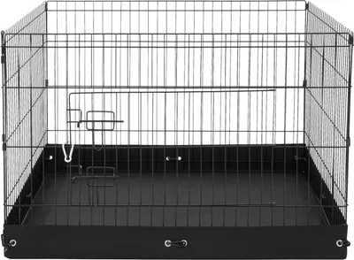 Obrázek produktu pro SucceBuy Ohrádka pro psy, 4 kusy, 61 x 91 cm, kovové desky, skládací ohrádka pro domácí zvířata, s dvířky a podložkou na podlahu z látky Oxford, pro psy, kočky, malá zvířata