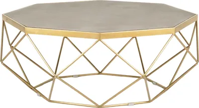 Obrázek produktu pro FURNLUX Konferenční stolek Glamour Concrete And Gold 106 cm / Hlavní barva: zlatá / Rozměry: 106 x 40 x 106 cm